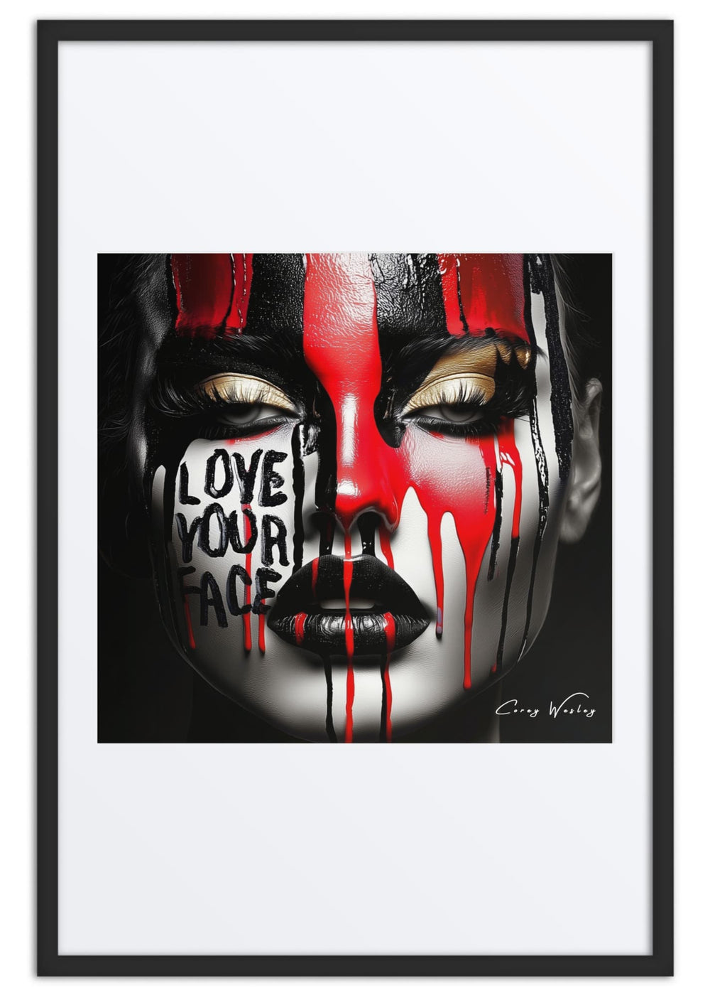 Love Your Face, framed contemporary work by Harlem artist Corey Wesley, 24x36, from Unapologetic Faces, Milton Wes Art, Harlem NYC
