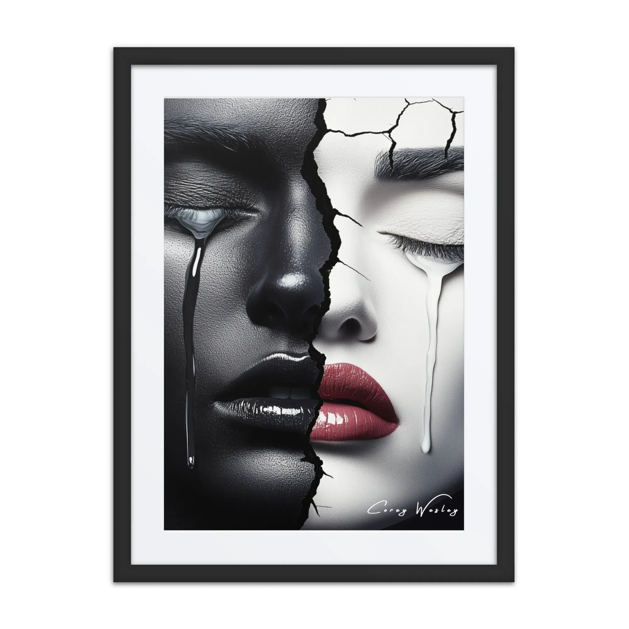 Luxury Framed Wall Art – Fractured Unity | Bold Symbolic Statement - Milton Wes Art