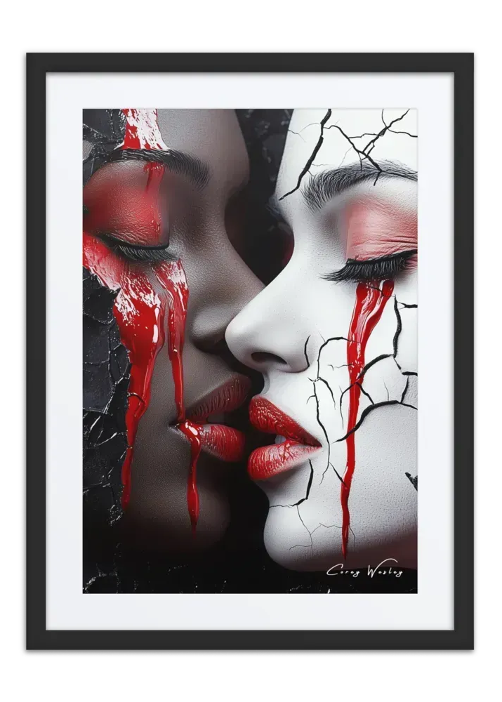 Luxury Framed Wall Art – Love Hurts - Milton Wes Art contemporary figurative portrait artwork by Harlem artist Corey Wesley