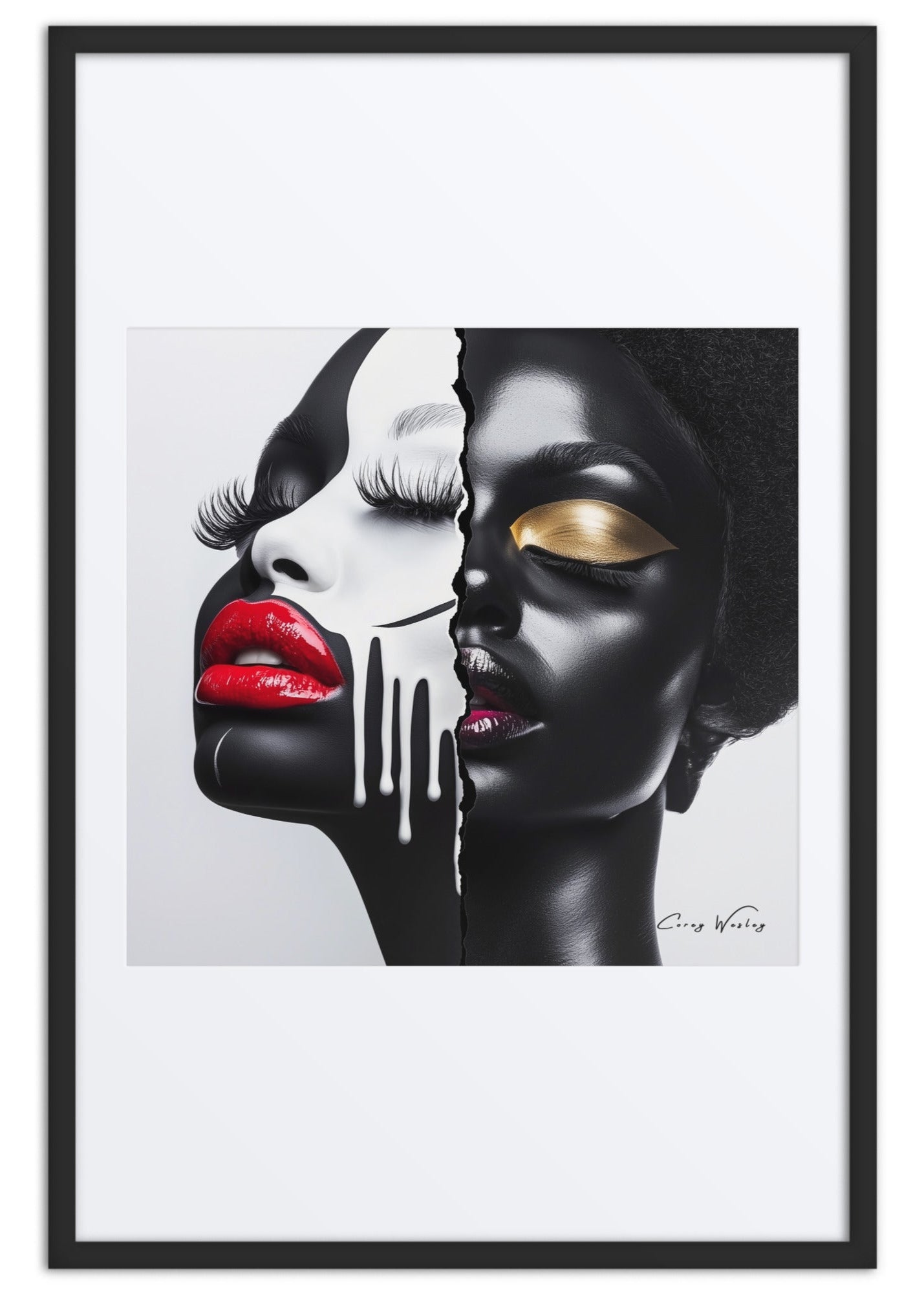 Product mockup contemporary figurative portrait artwork by Harlem artist Corey Wesley