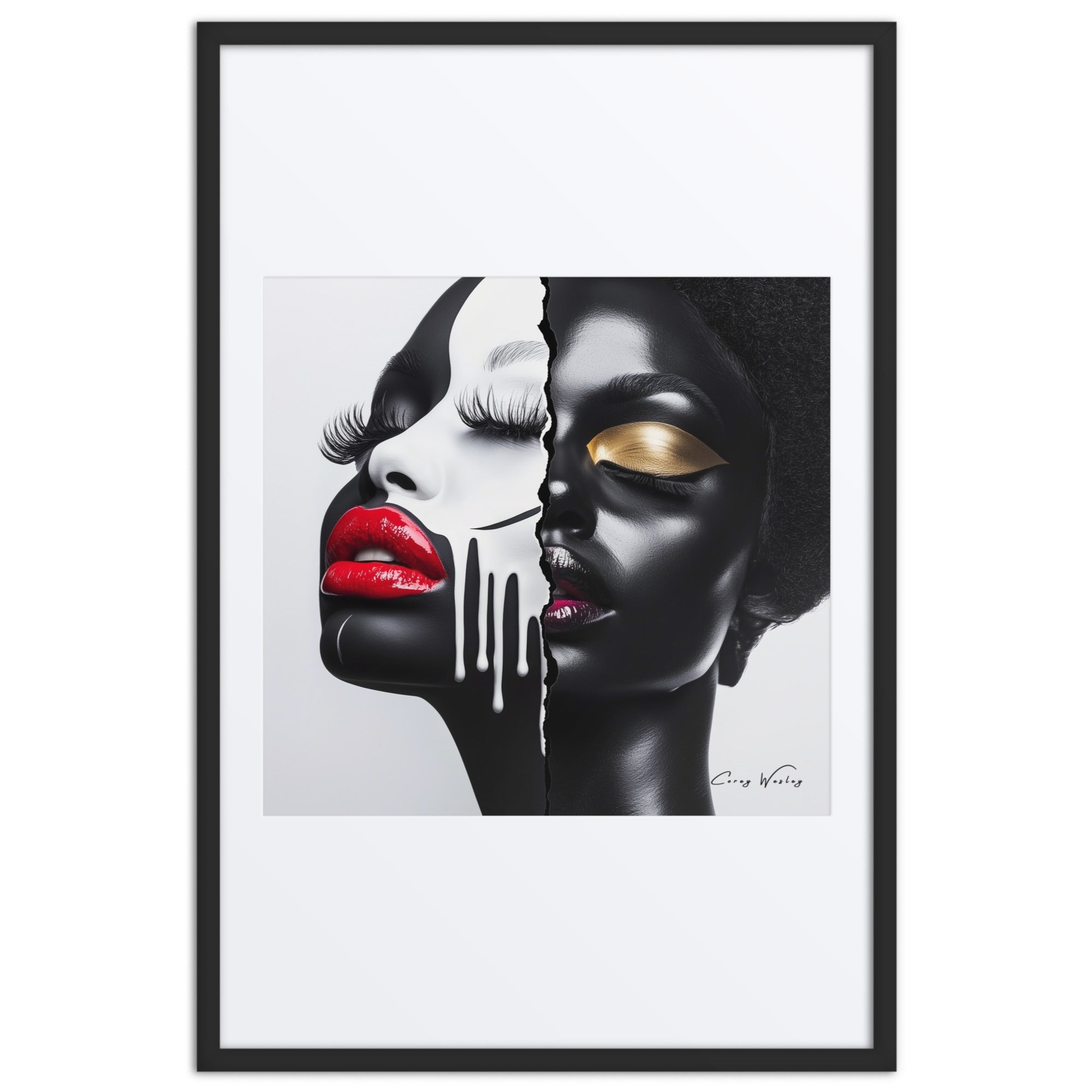 Product mockup contemporary figurative portrait artwork by Harlem artist Corey Wesley