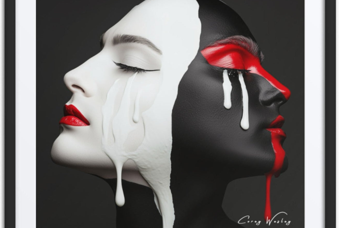 Love in Contrast — one of one framed artwork by Harlem artist Corey Wesley, 24x36, Milton Wes Art NYC