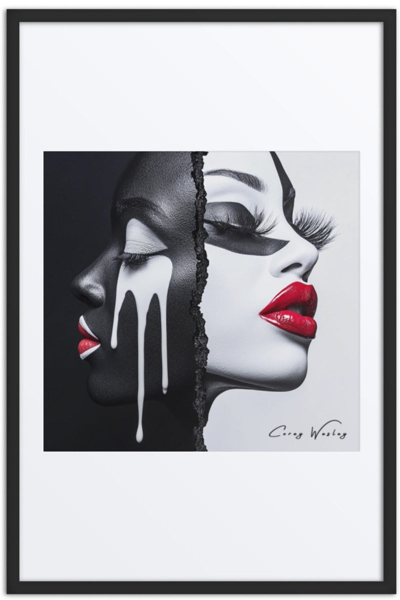 Two Truths, One Body by Corey Wesley — 24x36 Archival Framed Art by Corey Wesley, one of one work from the Unapologetic Faces series, Milton Wes Art Harlem NYC.