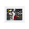 Red Rose Rainy NYC Street Scene Framed Poster - African-American Wall Art, Modern Urban Decor, Framed Photo Print, Large Modern Framed Print