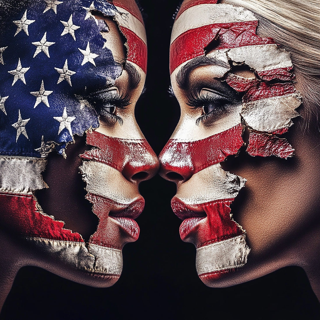 American Divide — one of one framed contemporary work by Harlem artist Corey Wesley, 24x36, Milton Wes Art, Harlem NYC