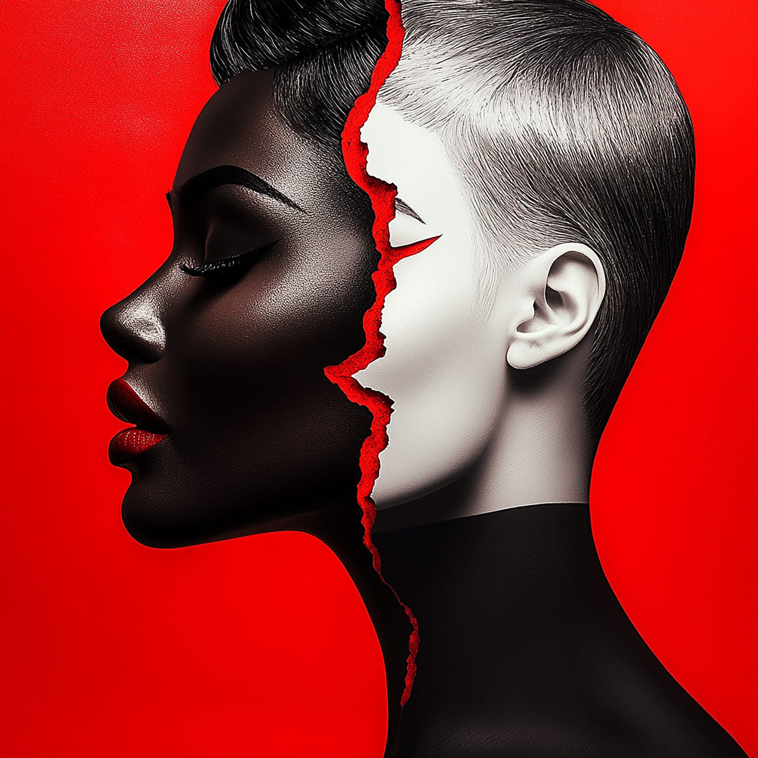 Model Divide — one of one framed contemporary work by Harlem artist Corey Wesley, 24x36, Milton Wes Art, Harlem NYC