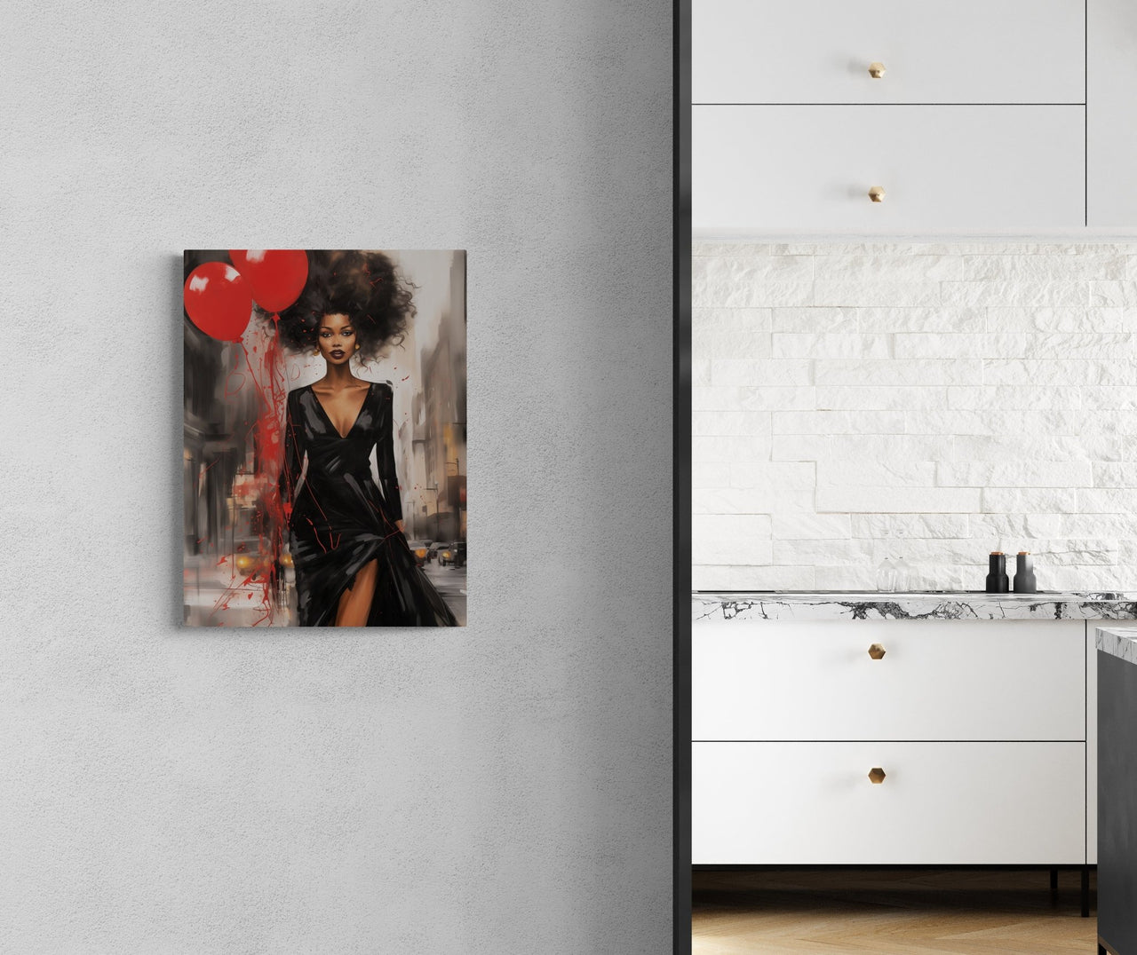 African-American-woman-with-red-balloons-ultra-thin-canvas-print-urban-elegance