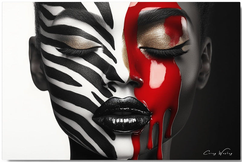 Red Silence, Black Truth | One of One Contemporary Archival Aluminum Wall Art, 36x24, Harlem NYC