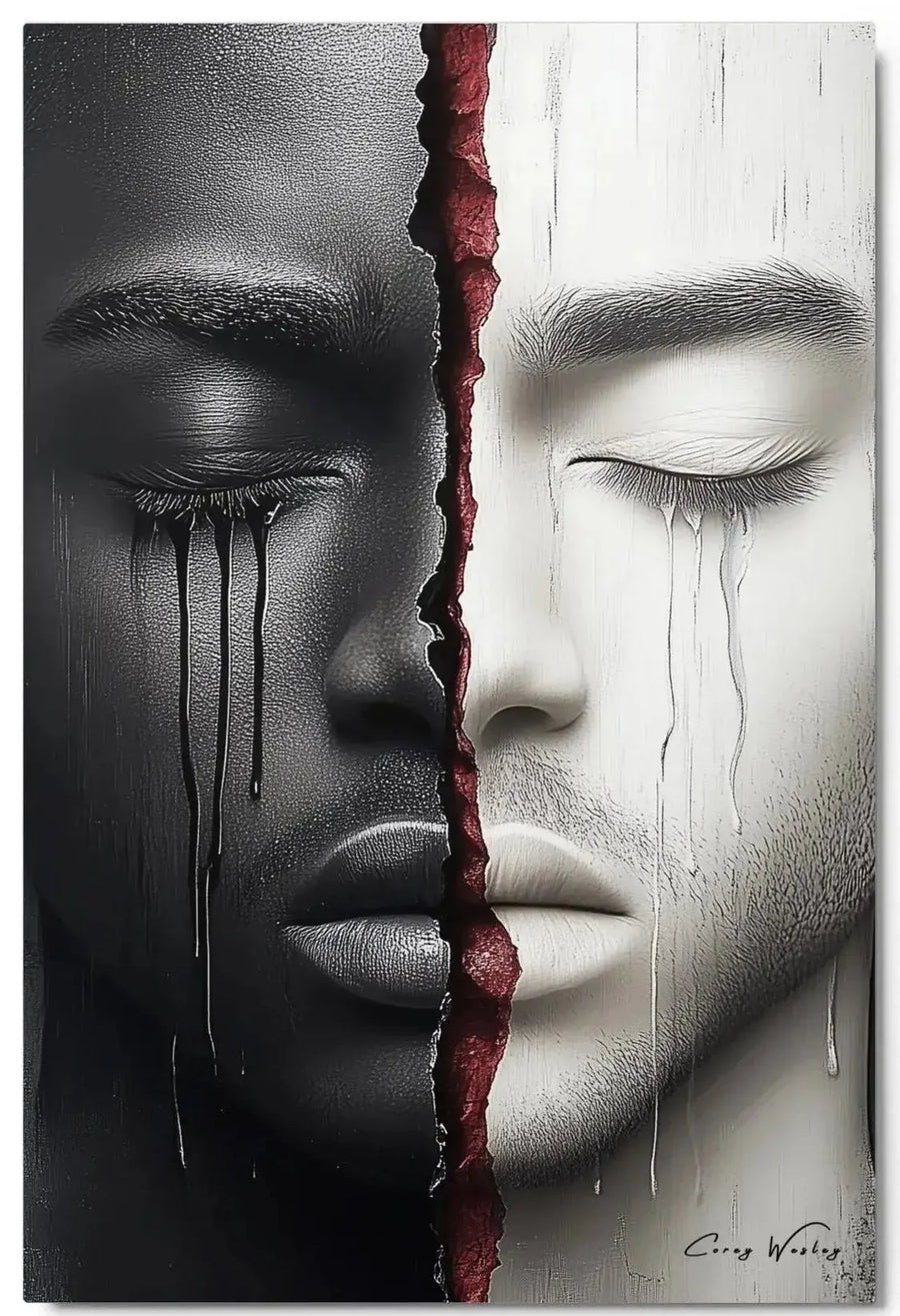 Tears Flowing, aluminum artwork by Harlem artist Corey Wesley, 24x36, Milton Wes Art NYC