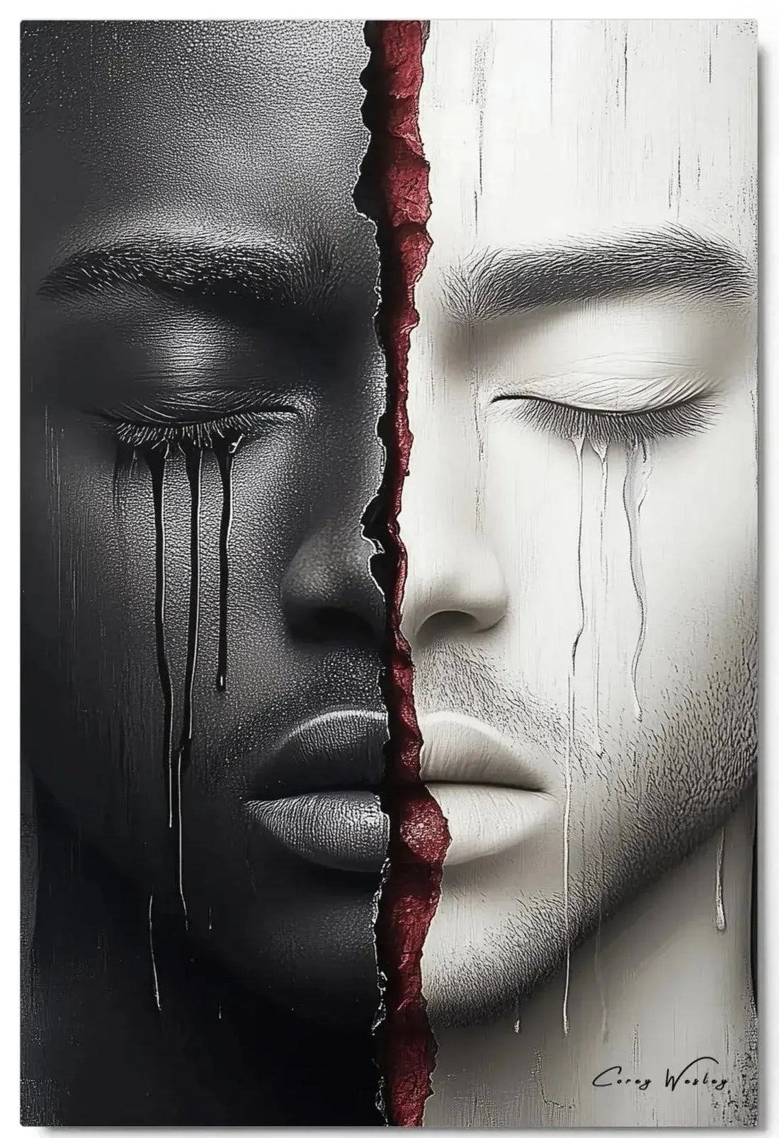 Tears Flowing — one of one aluminum artwork by Harlem artist Corey Wesley, 24x36, Milton Wes Art NYC