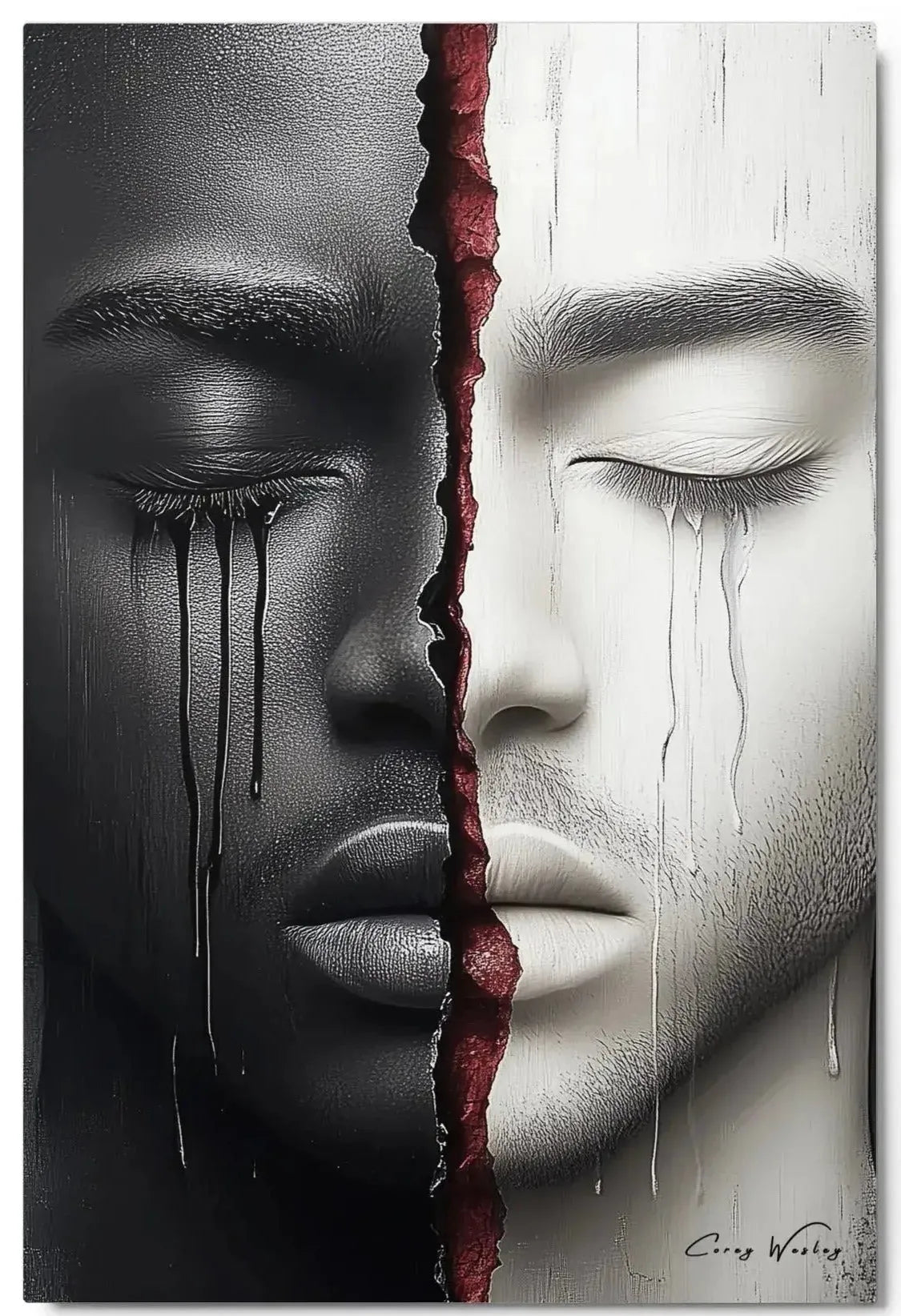 Tears Flowing | Contemporary Art on Archival Aluminum, Harlem NYC by Corey Wesley, 24 × 36 in High-gloss aluminum contemporary artwork, Milton Wes Art. view 1