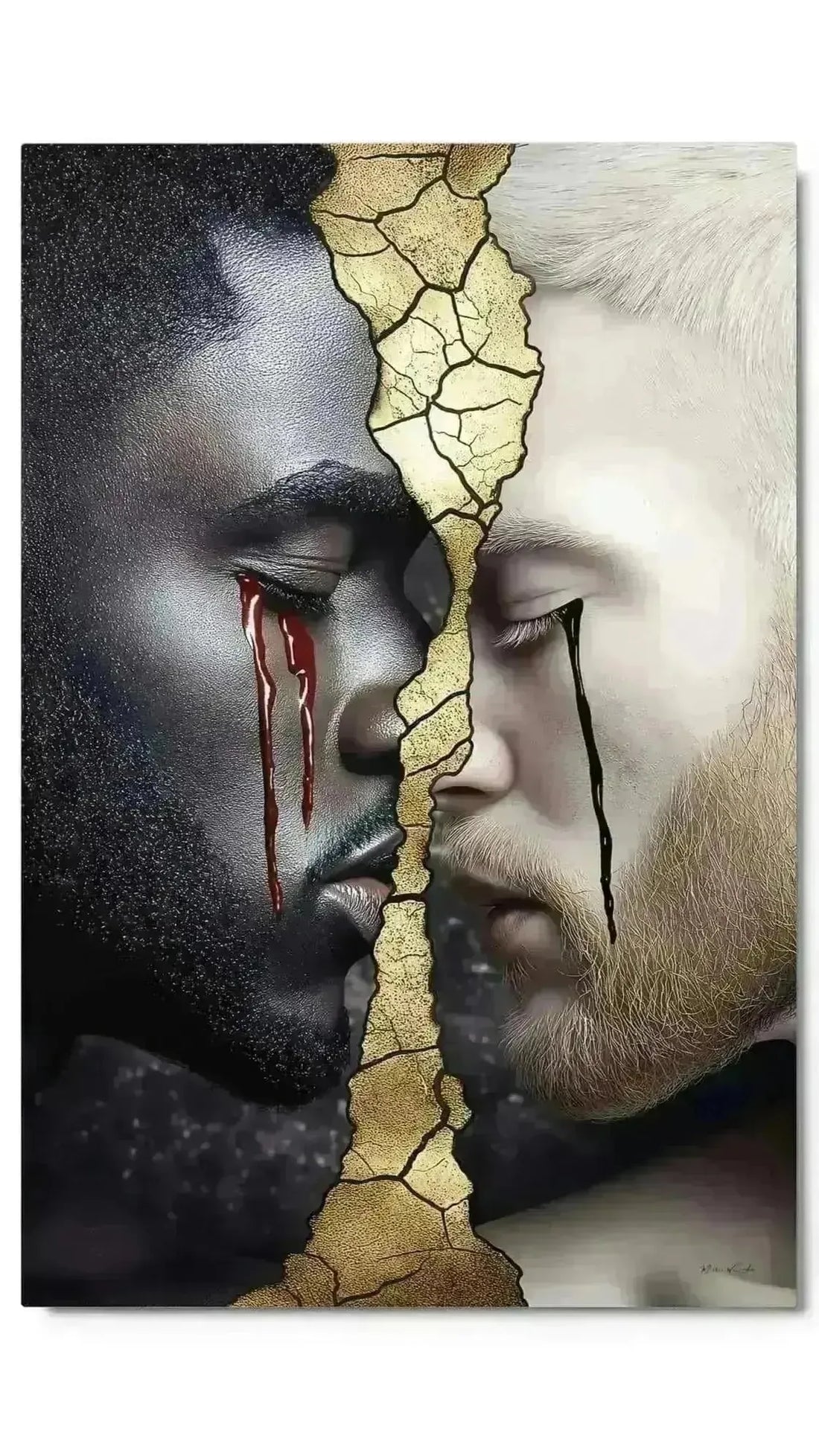 The Breakup — one of one aluminum artwork by Harlem artist Corey Wesley, 24x36, Milton Wes Art NYC