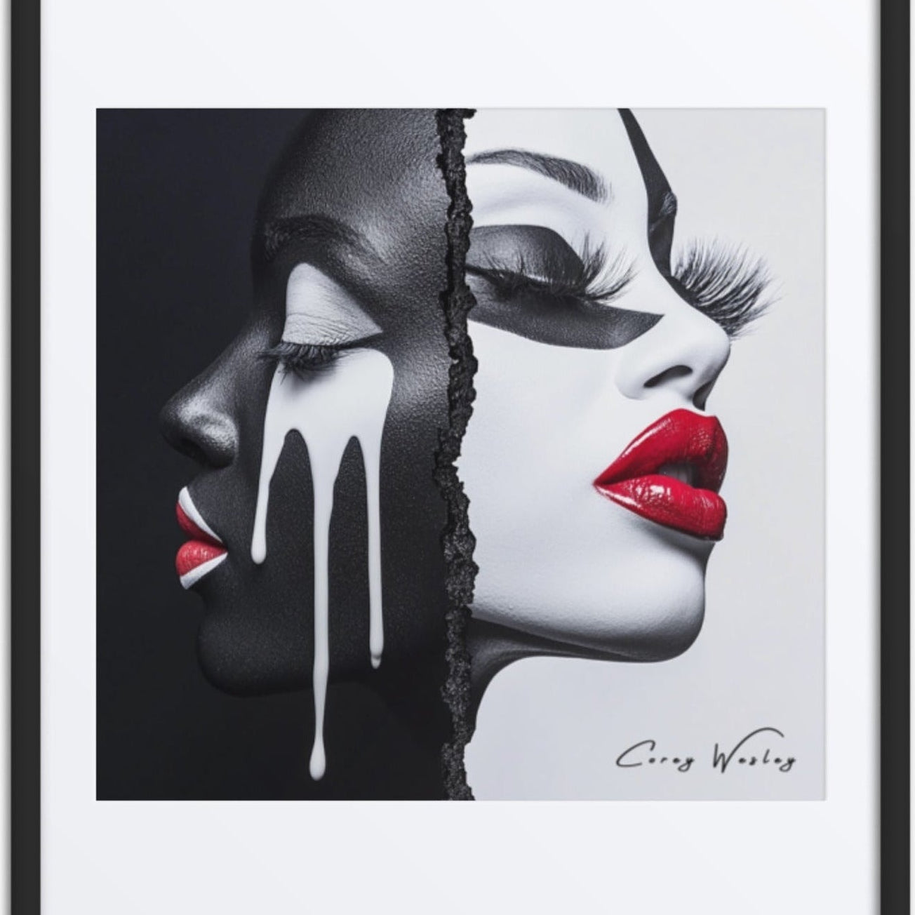 Two Truths, One Body — one of one framed artwork by Harlem artist Corey Wesley, 24x36, Milton Wes Art NYC