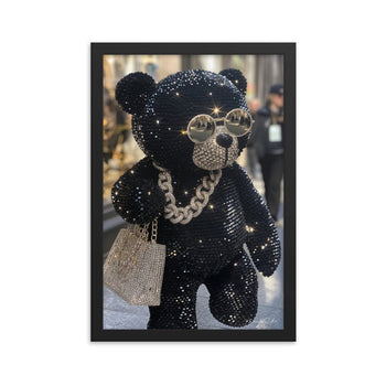 Chic Black Bear with Sunglasses Framed Poster Print - Milton Wes Art Wall Art