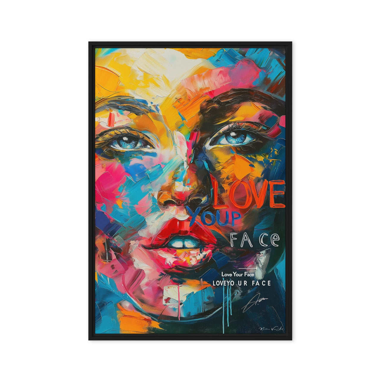 Colorful Embrace - Framed Abstract Portrait Canvas Art - Milton Wes Art Wall Art