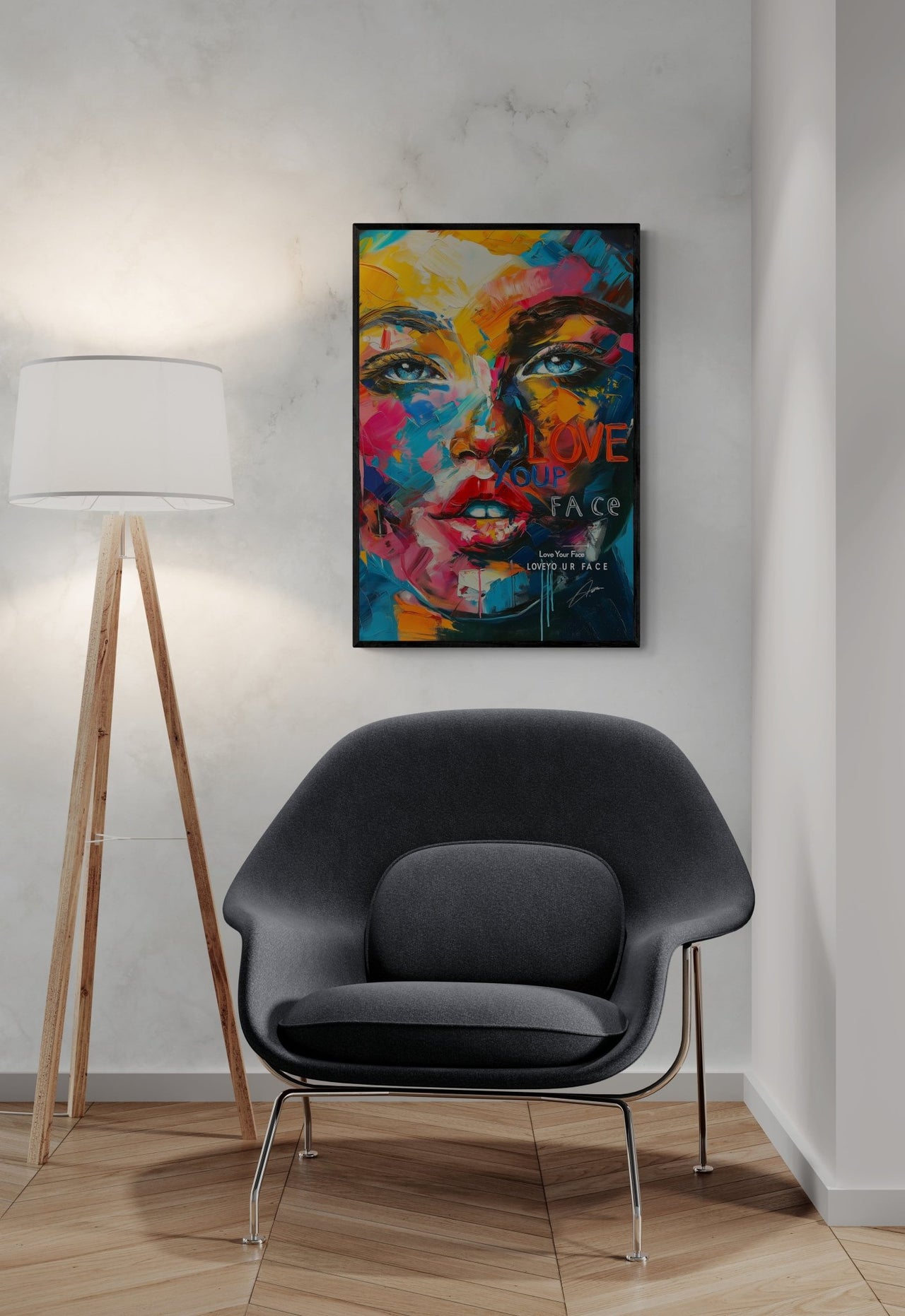 Colorful Embrace - Framed Abstract Portrait Canvas Art - Milton Wes Art Wall Art