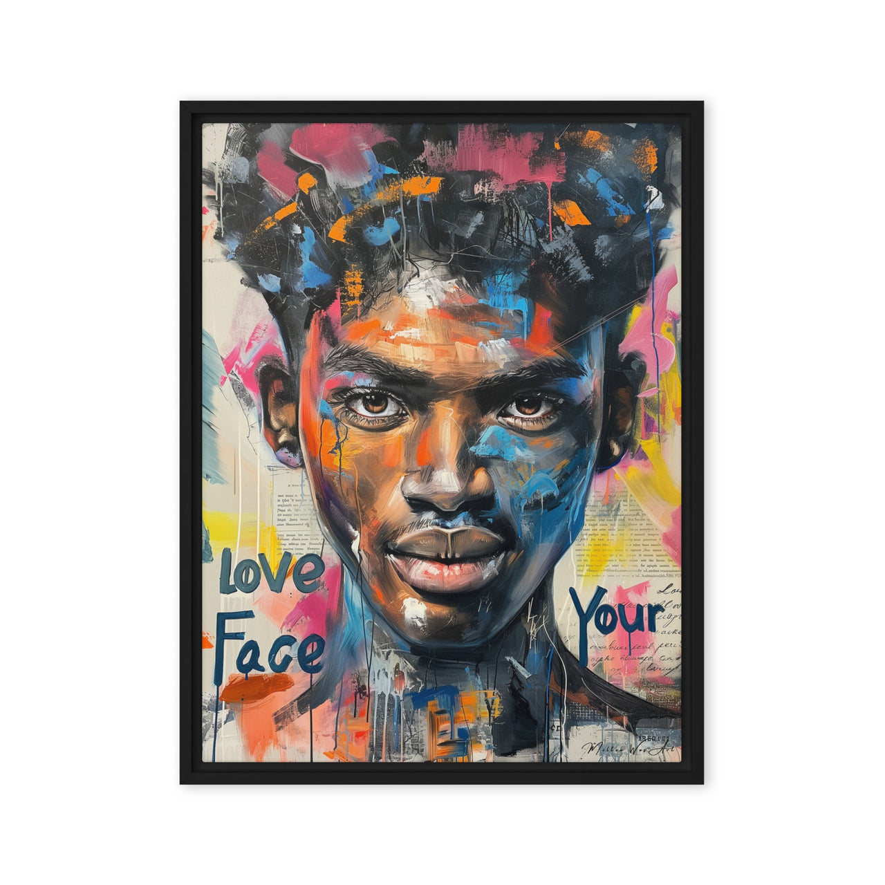 Face Your Love - Abstract Expressionist Portrait Framed Canvas Art - Milton Wes Art Wall Art