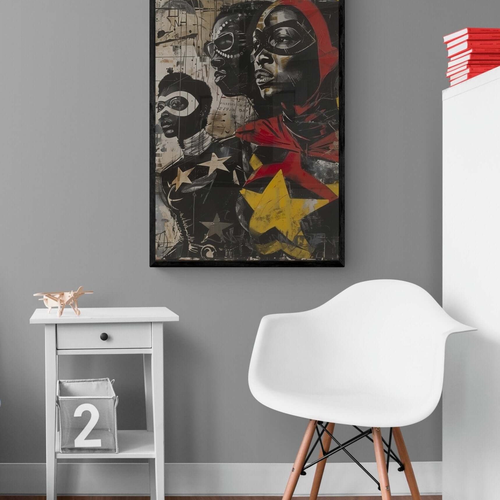 Modern abstract wall art ‘Heroes in Black Wall Art | Strength and Unity African-American Decor’, showcasing a powerful blend of African heritage and contemporary style by Milton Wes Art