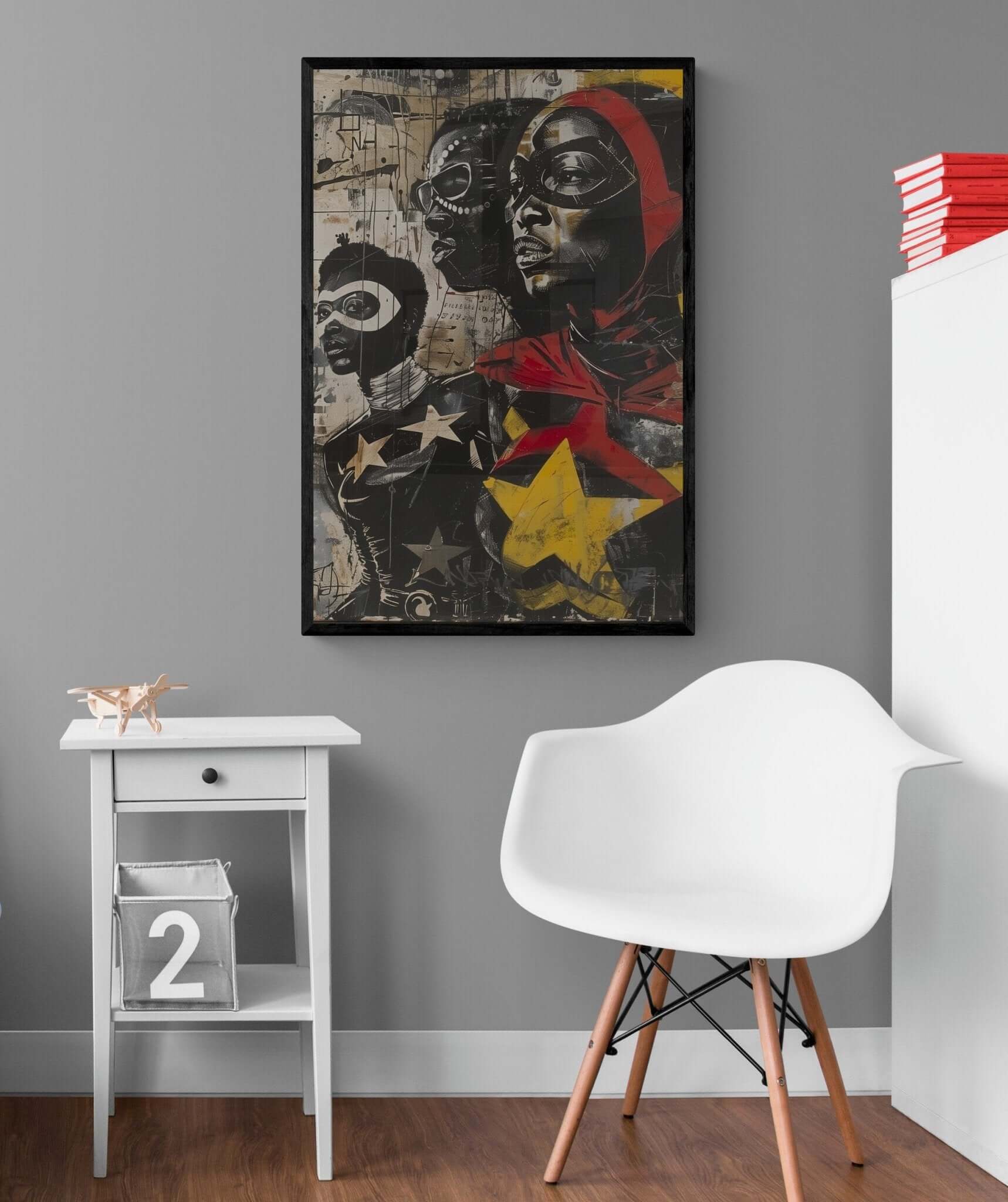 Modern abstract wall art ‘Heroes in Black Wall Art | Strength and Unity African-American Decor’, showcasing a powerful blend of African heritage and contemporary style by Milton Wes Art