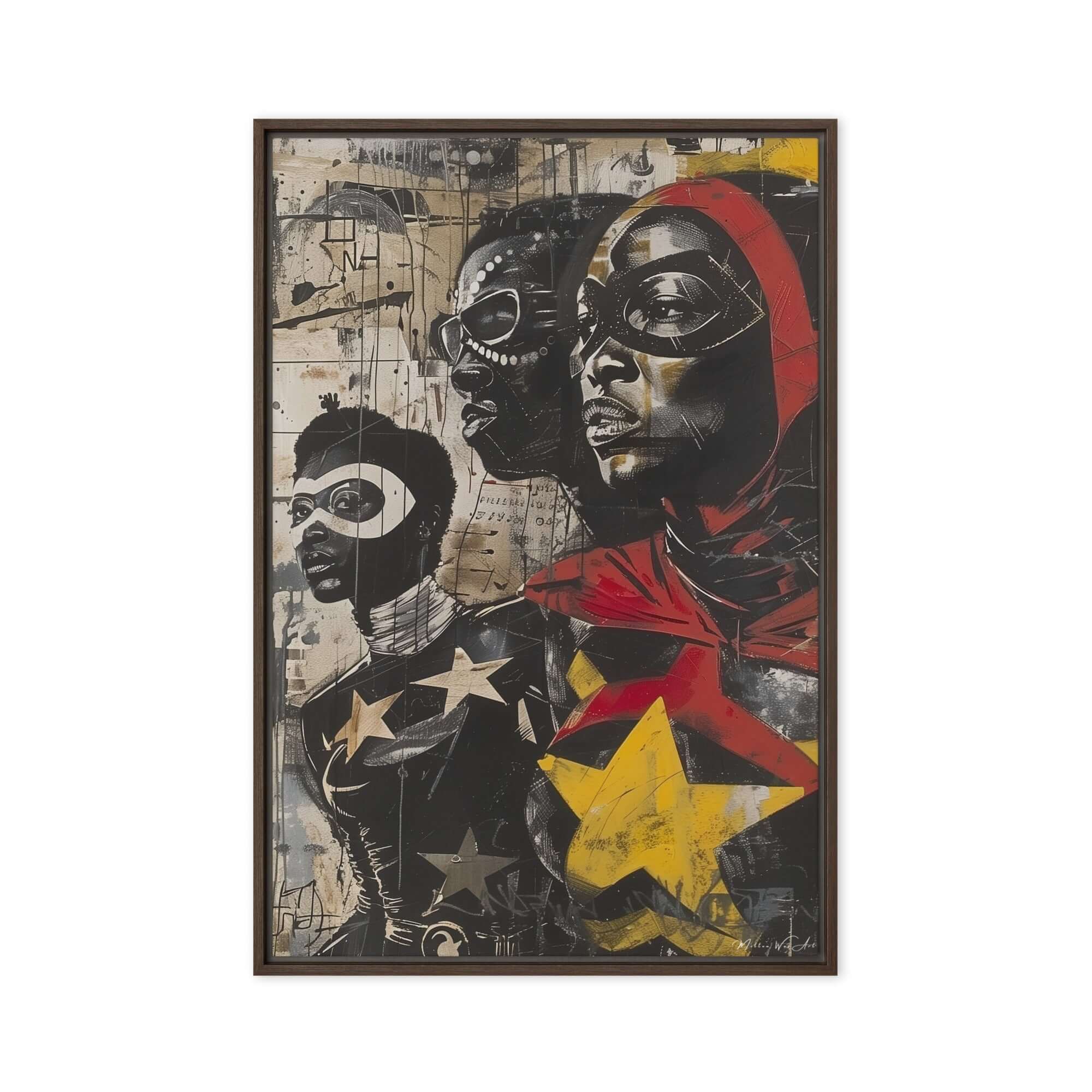 Modern abstract wall art ‘Heroes in Black Wall Art | Strength and Unity African-American Decor’, showcasing a powerful blend of African heritage and contemporary style by Milton Wes Art