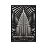 Contemporary deco art ‘Monochrome Art Deco Skyscraper Framed Canvas’, featuring sleek, modern design elements that enhance any space with a bold, artistic statement by Milton Wes Art.