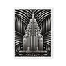 Contemporary deco art ‘Monochrome Art Deco Skyscraper Framed Canvas’, featuring sleek, modern design elements that enhance any space with a bold, artistic statement by Milton Wes Art.