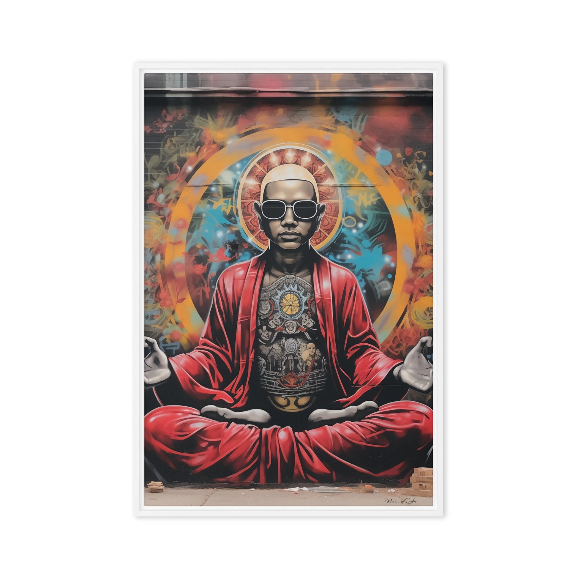 Hip-Hop Buddha NYC Street Art Canvas: Urban Spiritual Artwork for Home Decor - Milton Wes Art Framed Wall Art