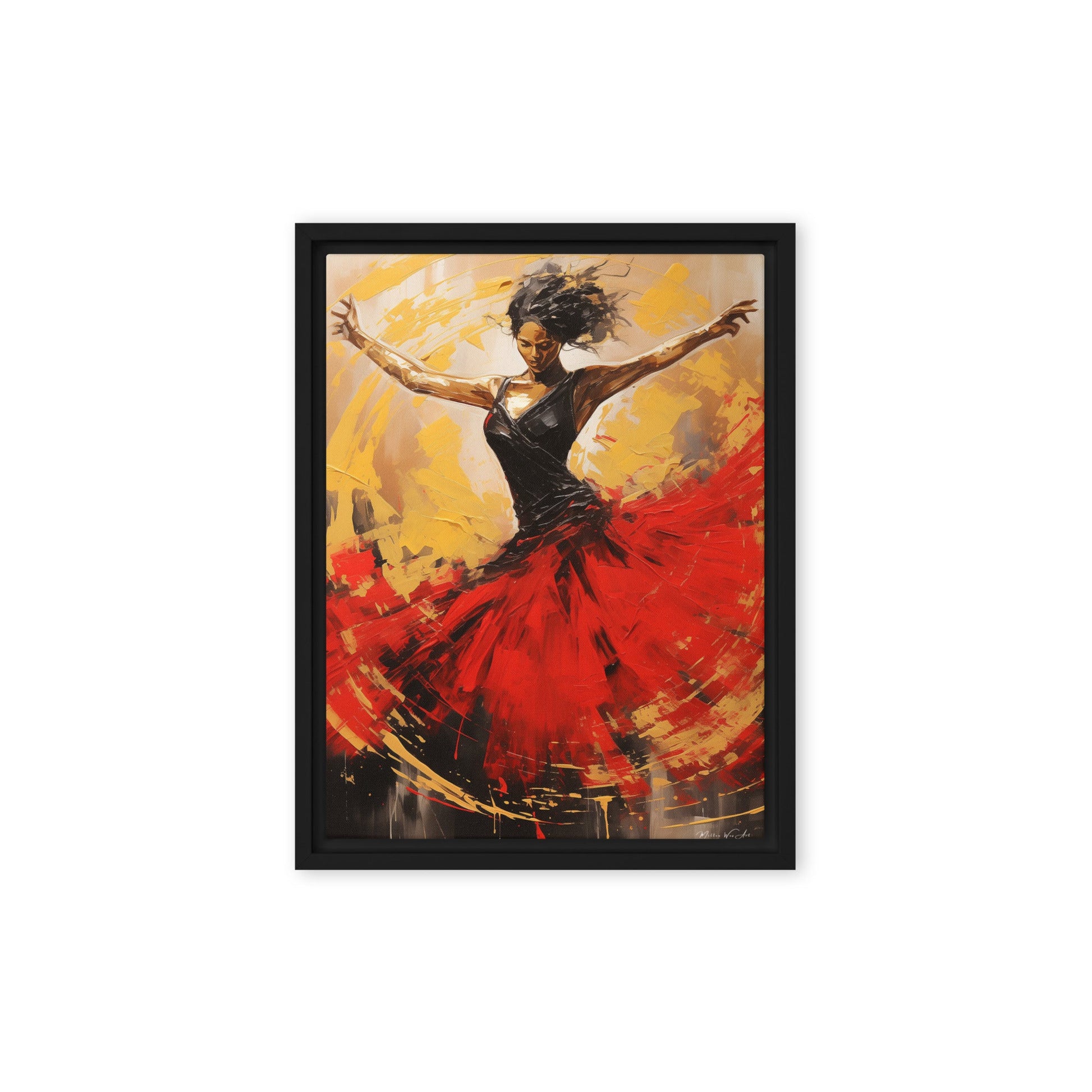 Misty Copeland-Inspired Ballerina Canvas Art - Elegant Pine Frame with Easy Mount - Milton Wes Art Framed Wall Art
