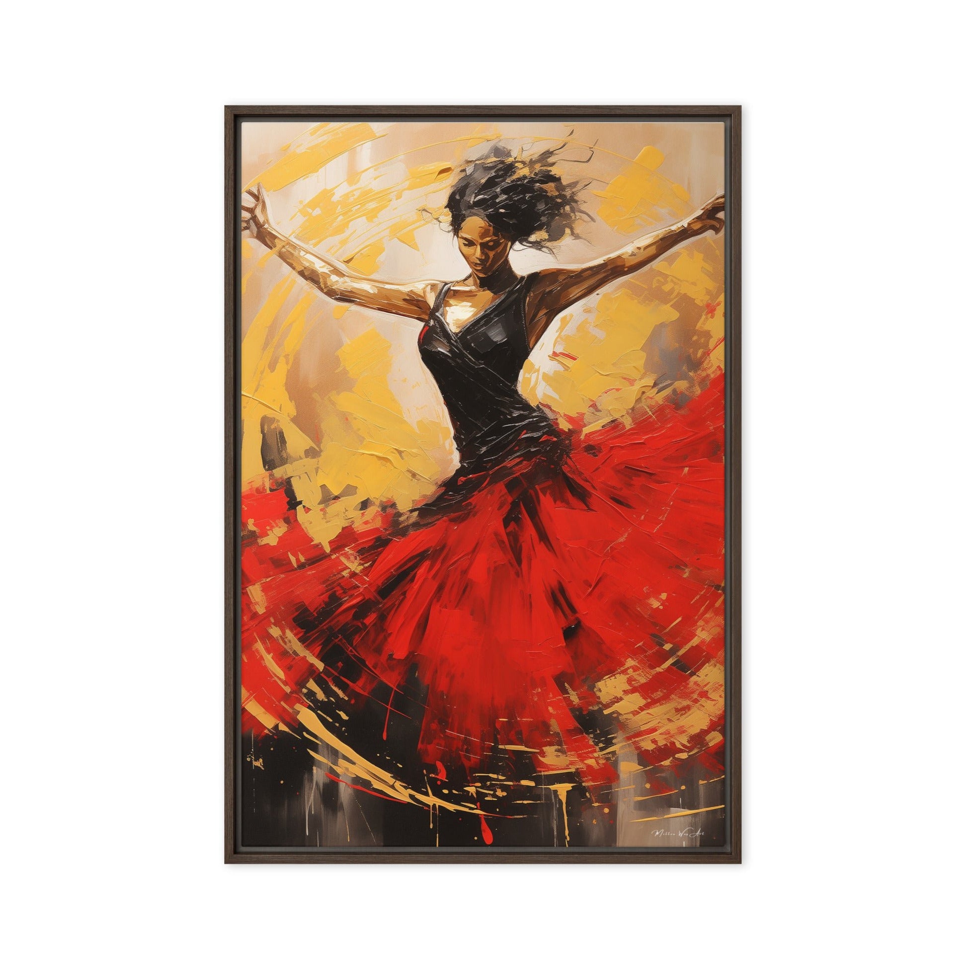 Misty Copeland-Inspired Ballerina Canvas Art - Elegant Pine Frame with Easy Mount - Milton Wes Art Framed Wall Art