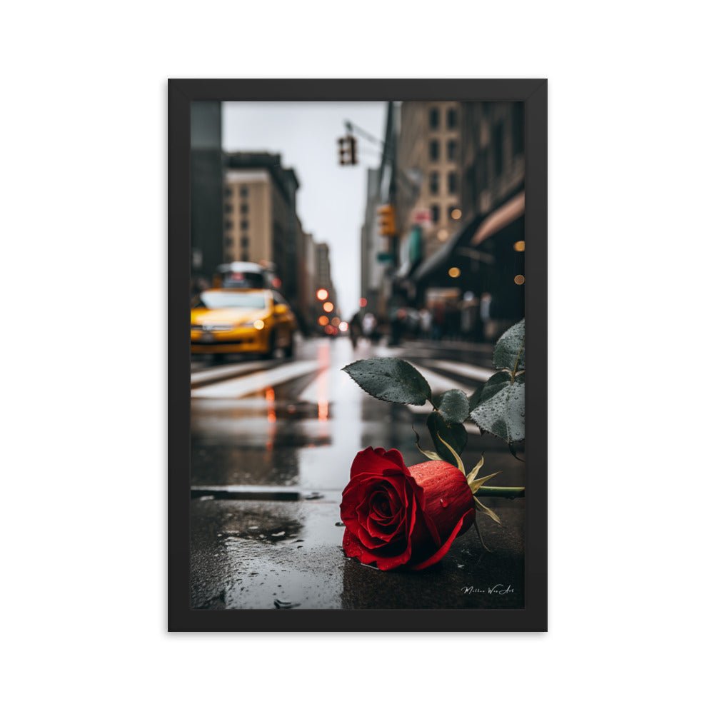 rainy-new-york-street-red-rose-framed-poster-urban-romance