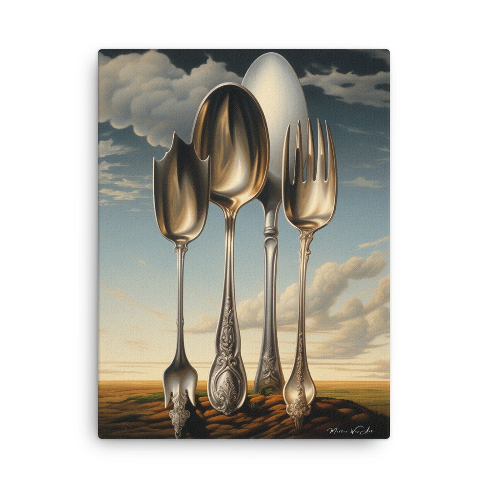 Romanticism of the Oversized Fork and Spoon - Ultra-Thin Canvas Art - Milton Wes Art Framed Wall Art