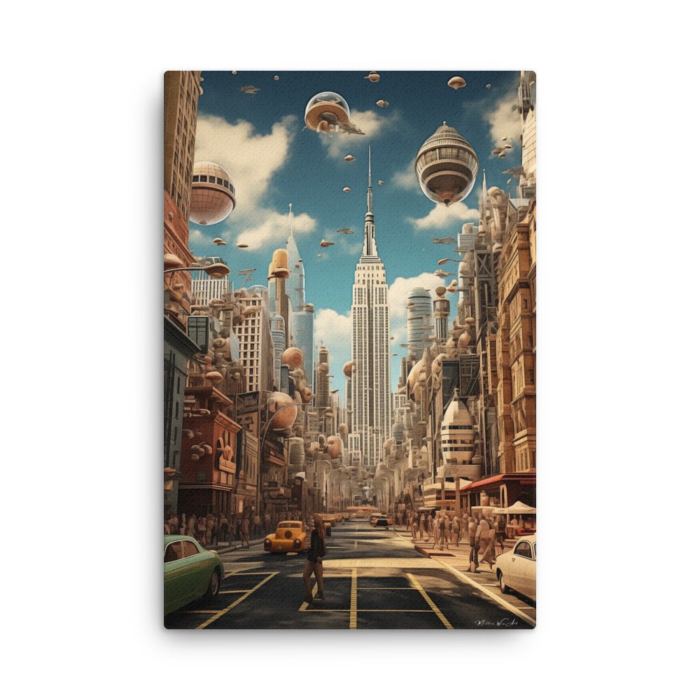 Surreal Skyline - Salvador Dali Inspired Thin Canvas of New York City - Milton Wes Art Framed Wall Art