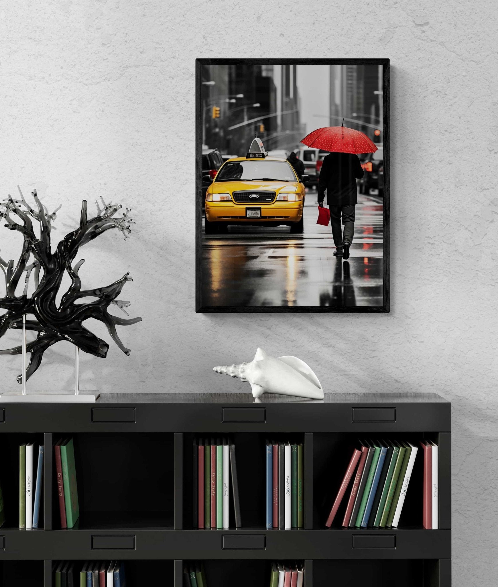 Iconic NYC Rainy Day - Framed Black & White Photography Print - Milton Wes Art Posters, Prints, & Visual Artwork