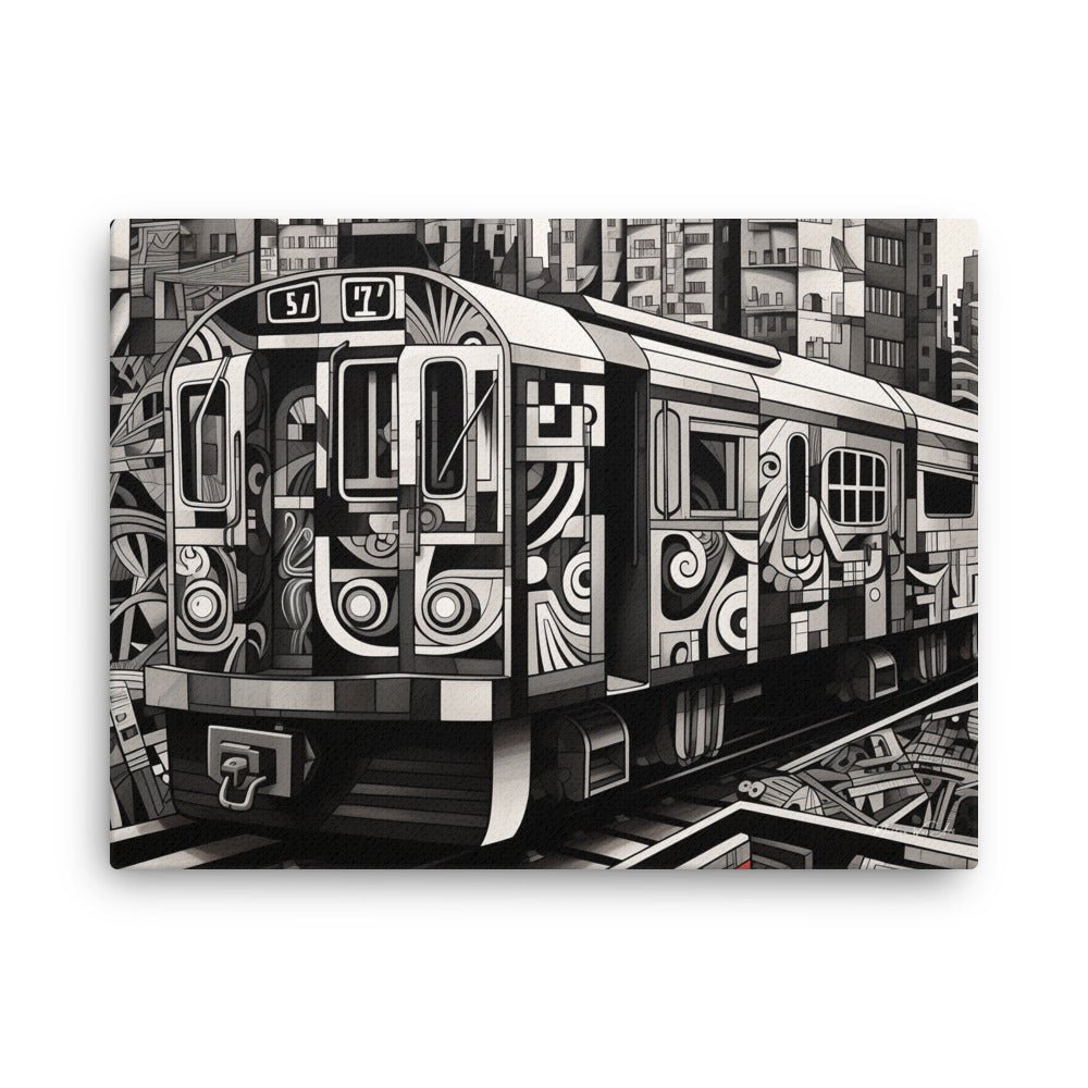 Vintage NYC Graffiti Train: Cubist Art Unleashed - Thin Canvas Edition - Milton Wes Art Posters, Prints, & Visual Artwork